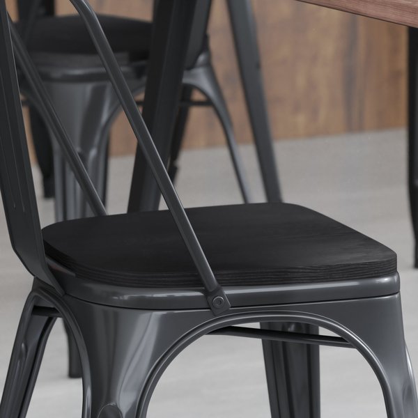 Flash Furniture 4PK Black Poly Resin Seats for Stools & Chairs, 4PK 4-JJ-SEA-PL01-BK-GG